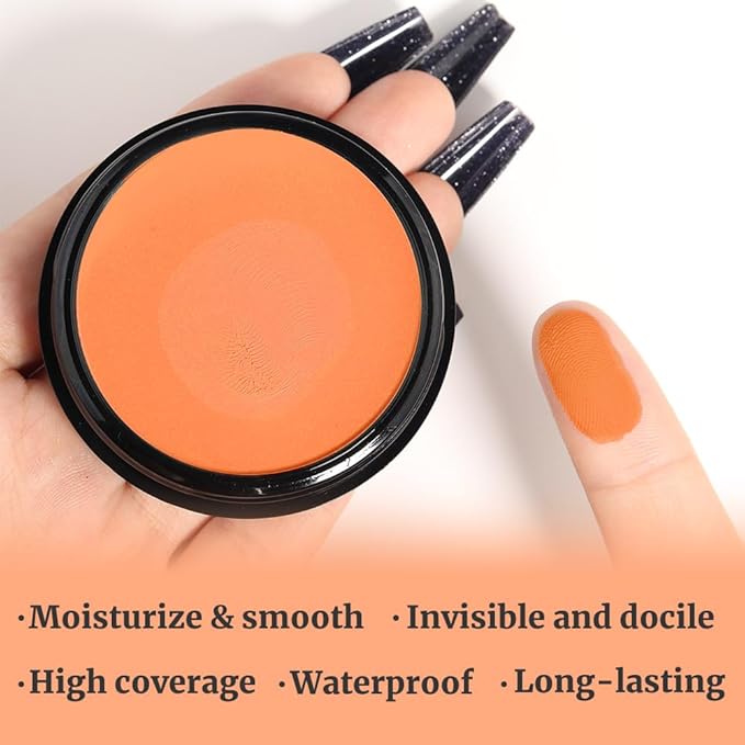 Kaely Pot Concealer Full Coverage, Under Eye Brightener Color Correcting Concealer for Dark Circles, Waterproof Foundation Face Makeup, Eye Ring Corrector de ojeras, 12 Orange