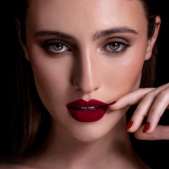 MAKI YIKA 3Pcs Matte Liquid Lipstick Makeup Set, Dark Red Purple Nude Lipstick Long Lasting Smudge Proof Transfer Proof Lip Makeup