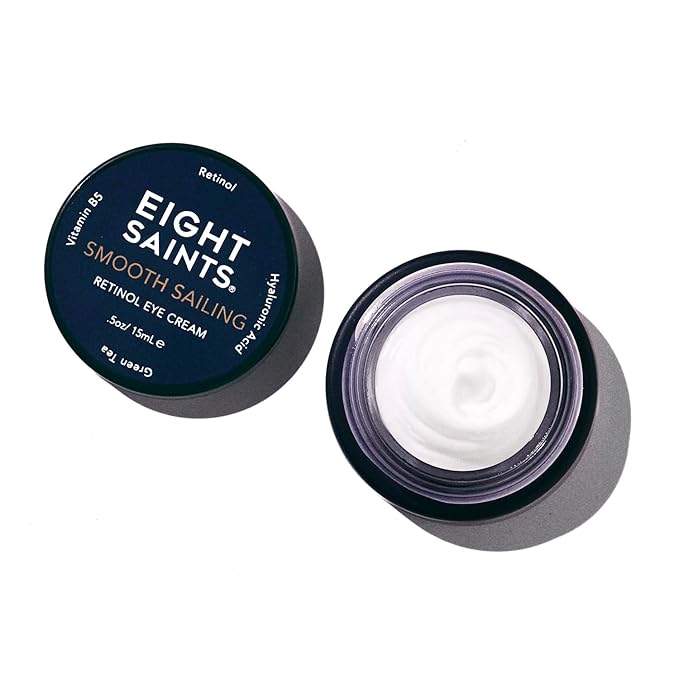 Eight Saints Retinol Eye Cream, Natural & Organic, For Smoothing Fine Lines and Wrinkles and Improve Skin Tone, 0.5 Ounces
