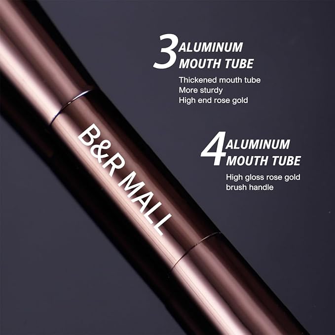 B&R MALL Double Headed Powder Brush – Vegan Luxury Makeup Brush in Elegant Coffee Color with Synthetic Hair for Smooth Powder & Blush Application, Delivering a Flawless, Long-Lasting Makeup Look