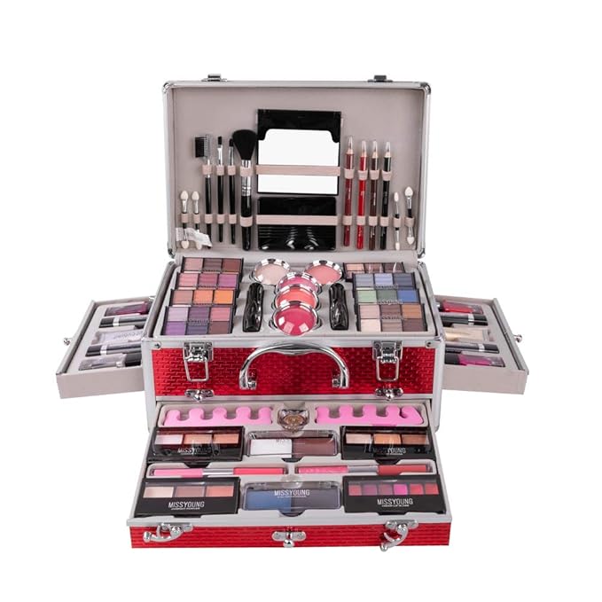 All-in-One Makeup Kit Gift Set Women Full Set Carry All Professional Make up Kit With Makeup Bag Lipgloss Lipstick Concealer Blush Foundation Face Powder Eyeshadow Palette Cosmetic Palette #10