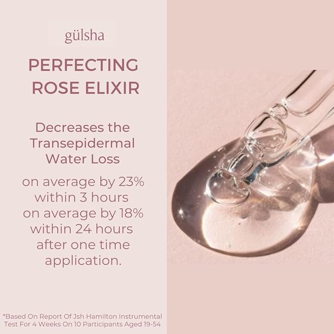 GULSHA PERFECTING ROSE ELIXIR, Rosa Damascena Essential Oil for Face, Nourishes and Revitalizes the Dehydrated Skin, Increase the Skin Elasticity, Free from Chemicals, 20 ml (0.67 Fl Oz)