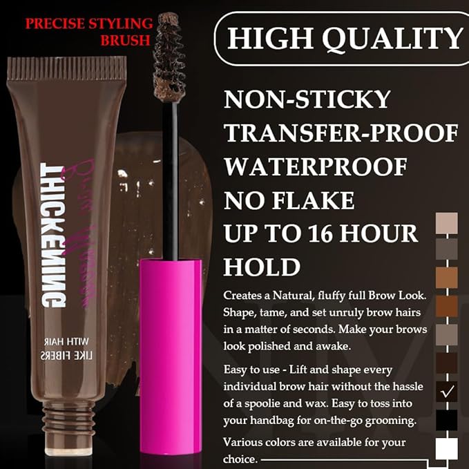 Kaely Thickening Brow Mascara,Tinted Eyebrow Gel Waterproof,Eyebrow Color Makeup,Brow Fast Sculpt,Vegan,Cruelty Free,maquillaje gel para cejas a prueba de agua,07 Espresso