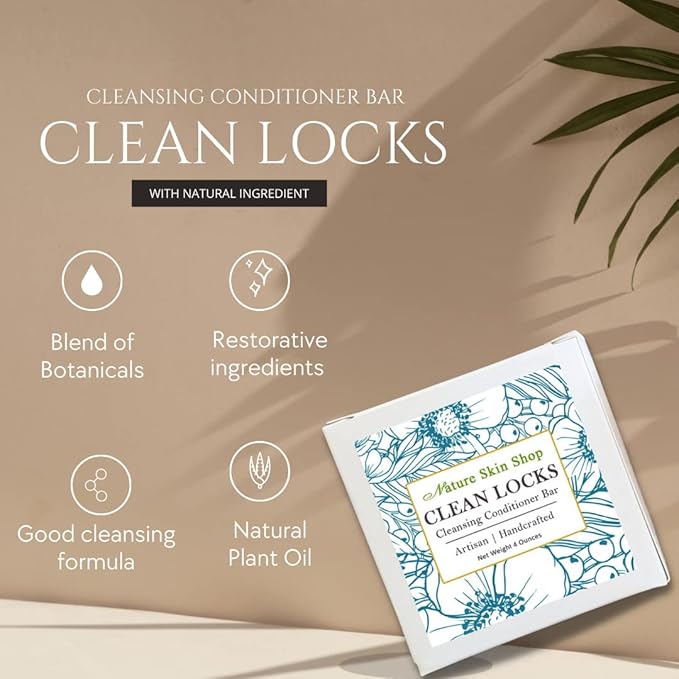 Nature Skin Shop Co-Wash Cleansing Conditioner Bar, 3-in-1 Soap-Free Formula for Dry, Curly & Wavy Hair, Tames Frizz & Deeply Hydrates, Sulfate-Free, Zero-Waste