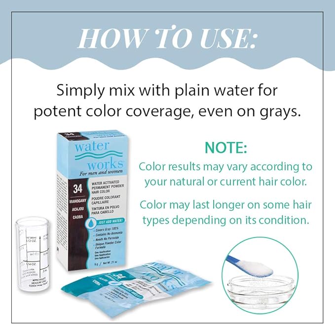 Water Works Powder Hair Color, Permanent, 3 packs (Mahogany)