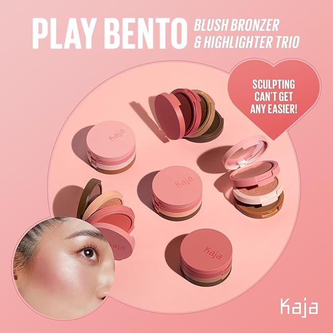 Kaja 3-in-1 Blendable Sculpting Trio - Play Bento | with Mango Seed Butter, Cream Bronzer, Powder Blush, and Highlighter, 00 Sugar Cookie