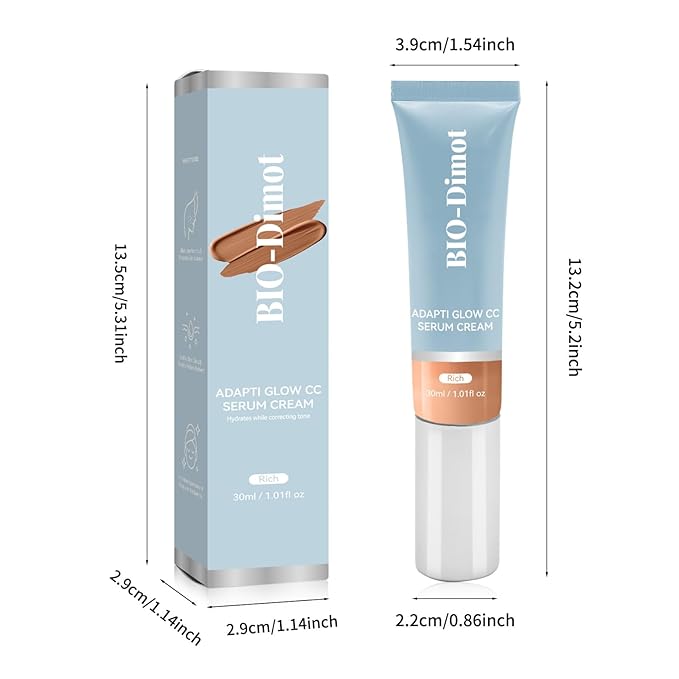 GROEI-CC Serum Cream – Color Correcting & Hydrating Formula for Radiant Skin – Available in Light, Medium, and Rich – 30ml / 1.01 fl oz(Rich)