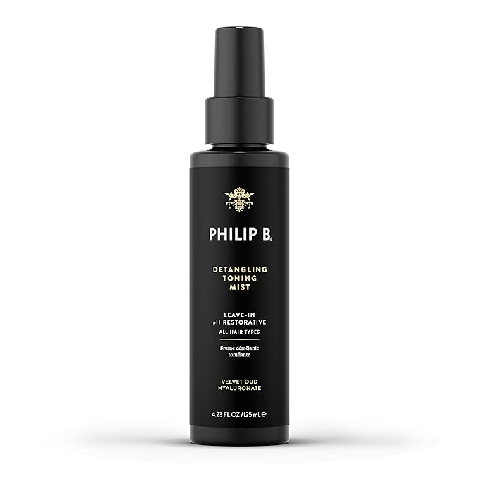 PHILIP B Detangling Toning Mist with Velvet Oud, 4.23 fl. oz. (125 ml) - Leave-In pH Restorative Daily Detangling Mist, Leaves Hair Glossy & Frizz-Free