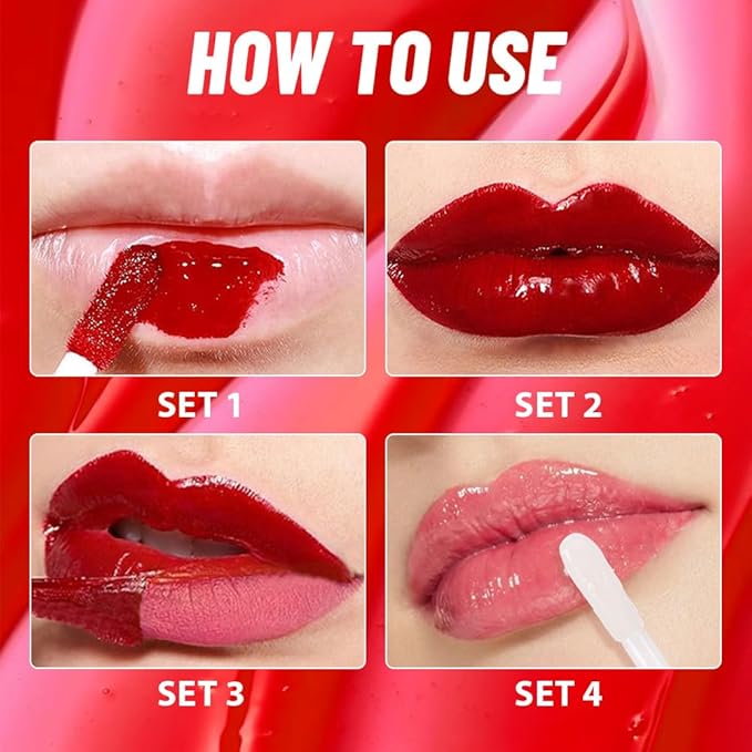 Baby Pink Peel off Lip Stain Lip Oil Dual Ended Combo Set with Tweezer, 2 in 1 Lips Liner Stain Oil Long Lasting Waterproof, High Pigmented Flawless Lips Tint Stick Not Faded Vegan & Cruelty-free