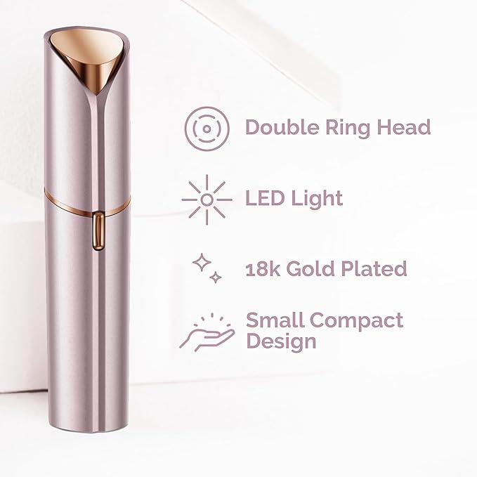Facial Hair Remover for Women, Face Shaver for Women, Lady Face Electric Razor for Lip, Chin, Peach Fuzz, 2 Replacement Heads and USB Rechargeable