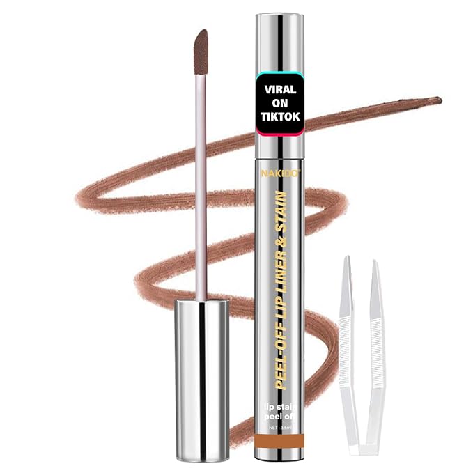 Lip Stain - Lip Stain Peel Off | Waterproof, Transfer-Resistant, Smudge-Proof | Precise Application, One-Peel Finish | Long Lasting Lip Liner Stain for All-Day Color Hold（Light Brown）