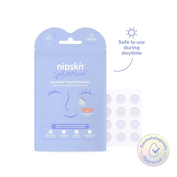 NIPSKIN - Spot Me Here Invisible Hydrocolloid Granite Patches - Waterproof Zit Stickers for All Skin Types