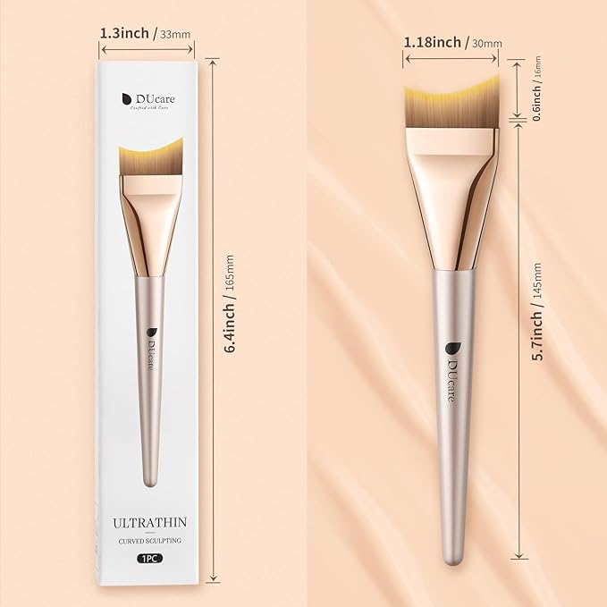 DUcare Flat Foundation Brush for Liquid Makeup, Soft and Fish Tail Shape Bristles for Seamless Application, Ideal for Liquid Foundation Cream