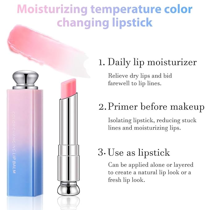 BINGBRUSH Color Changing Lipstick Lip Balm,Korean Magic Lipstick Color Change Changing Lip Tint Tinted Stain Gloss Balm Long Lasting Waterproof Moisturizer (213#)