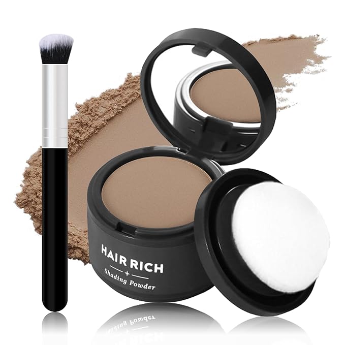 Hairline Powder with Brush Set, Root Touch Up Hair Color for Thinning and Gray Hair Coverage, Waterproof and Sweatproof Hairs Loss and Bald Spot Concealer for Men and Women-Light Camel