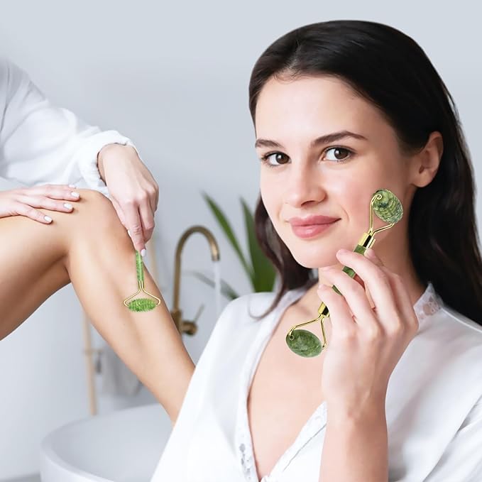 Jade Roller and Gua Sha Set,Gua Sha Facial Tools,Face Roller,Jade Roller for Face,Guasha Tools for Face,Self Care Gift for Men Women