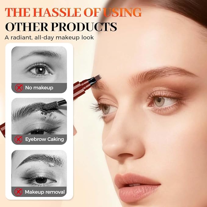 Microblading Eyebrow Pencils for Women, 2026 New 3D Brow Tattoo Pen for Natural Looking Eyebrows, Long Lasting Waterproof Eyebrow Pen with Fine Tip Brow Makeup (Black)