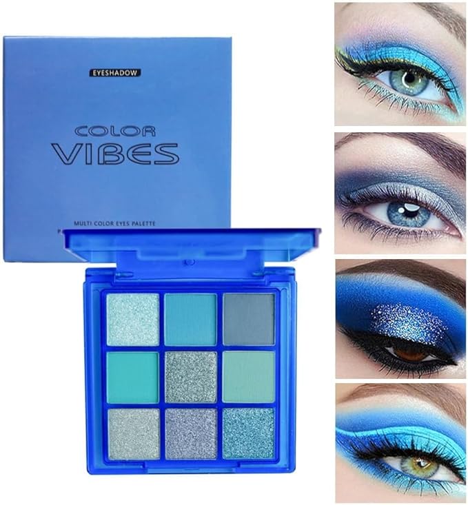 9 Colors Eyeshadow Palette - Avocado Green Eyeshadow Theme, High Pigmented Blendable Matte & Glitter Shimmer Finishes, 24-Hour Long Lasting Eye Makeup for Christmas & Music Festivals(Avocado Green)