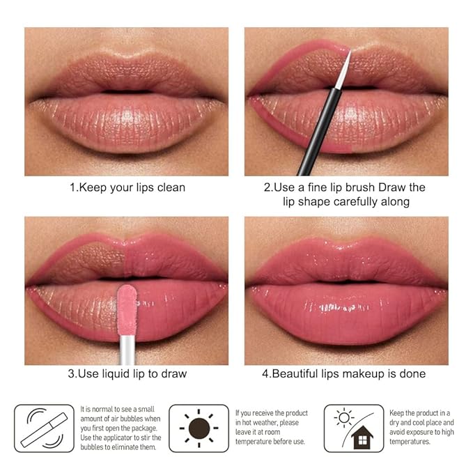 Kaely Longwear Shine Lipstick for Women, Highly Pigmented Liquid Lip Color Makeup, Non-Transfer Lip Gloss Stain Waterproof Smudge Proof 24 Hour, Glossy Finish, Vegan & Cruelty-free, 18 NUDE