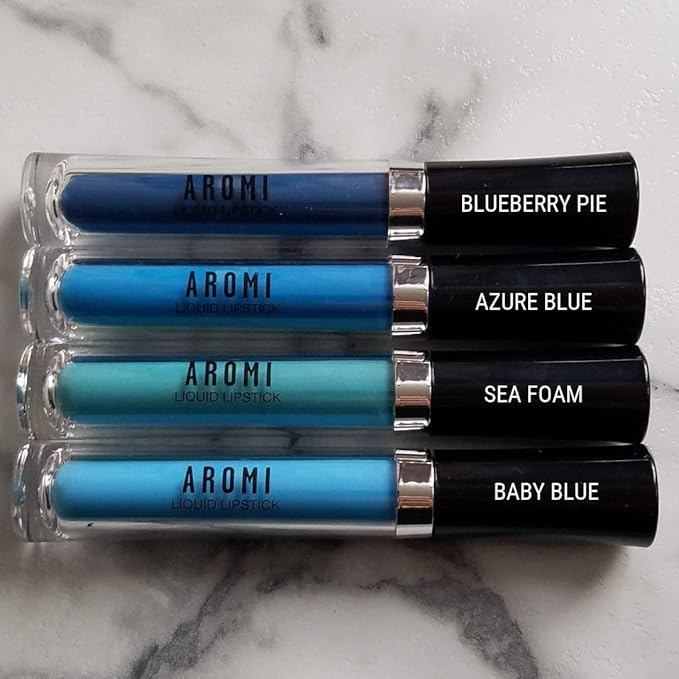 Aromi Dark Blue Matte Liquid Lipstick | Navy Lip Color, Long-Lasting, Vegan & Cruelty-free, Waterproof, (Blueberry Pie)