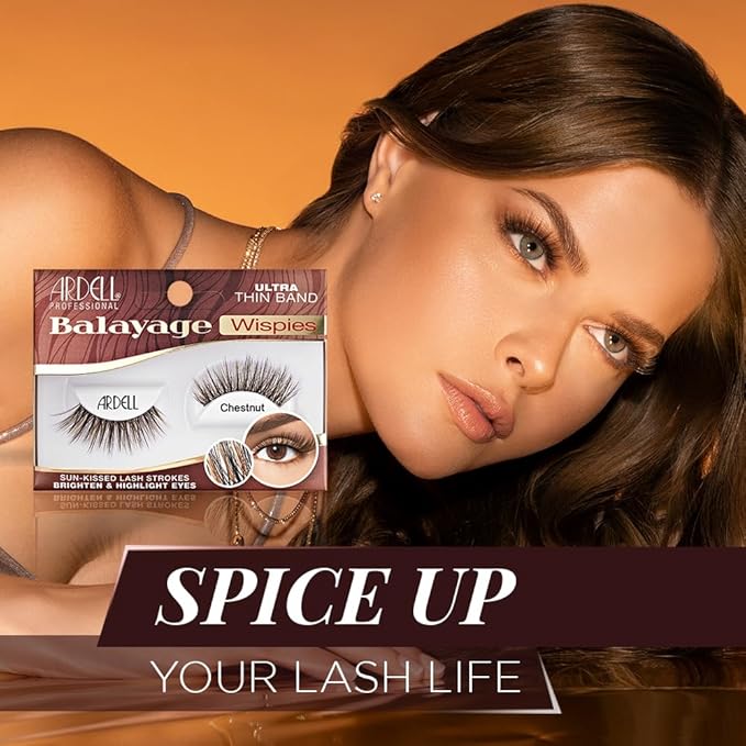 Ardell Balayage Wispies False Eyelashes - Chestnut, Ultra Thin Band, Natural Wispy Lashes, 4 Pack