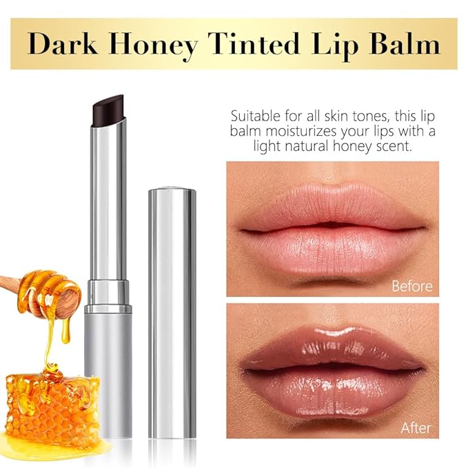 2Pcs Honey Tinted Lip Stain Lip Balm Lip Gloss Lipstick, Sheer Hydrating Lip Stains Tint, Moisturizing Lip Color for All Skin Tones, Nourishing Lip Balm with a Hint of Natural Black Cherry Tint