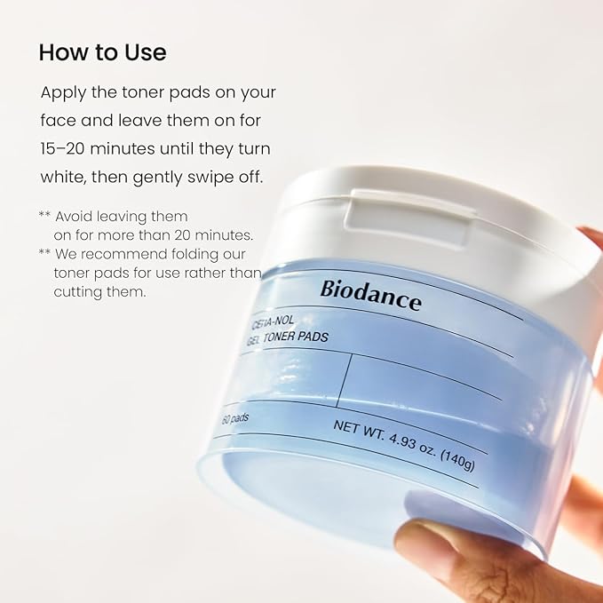 Biodance Cera-NOL Gel Toner Pads, Deep Hydrating & Soothing Toner Pads for Sensitive Skin, Redness Reducing & Comfort Mositurizing, Korean Skincare, Stocking Stuffersㅣ4.93 fl.oz.(140g)*60Pads
