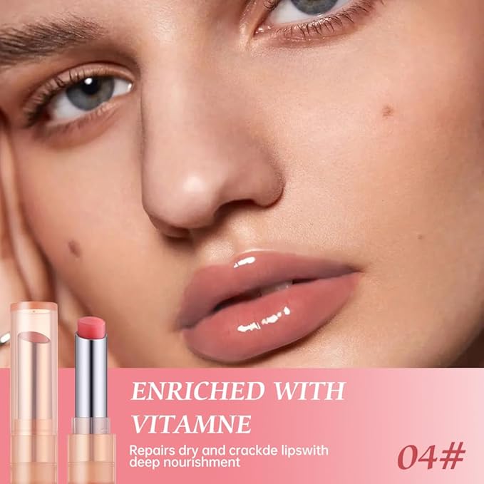 Moisturizing Lip Balm – Hydrating Nourishing Lip Care with Natural Ingredients, Vitamin E & Shea Butter, Smooth Non-Sticky Tinted Lip Balm for Dry & Chapped Lips, Soft Glossy Lipstick for Daily Use 4#