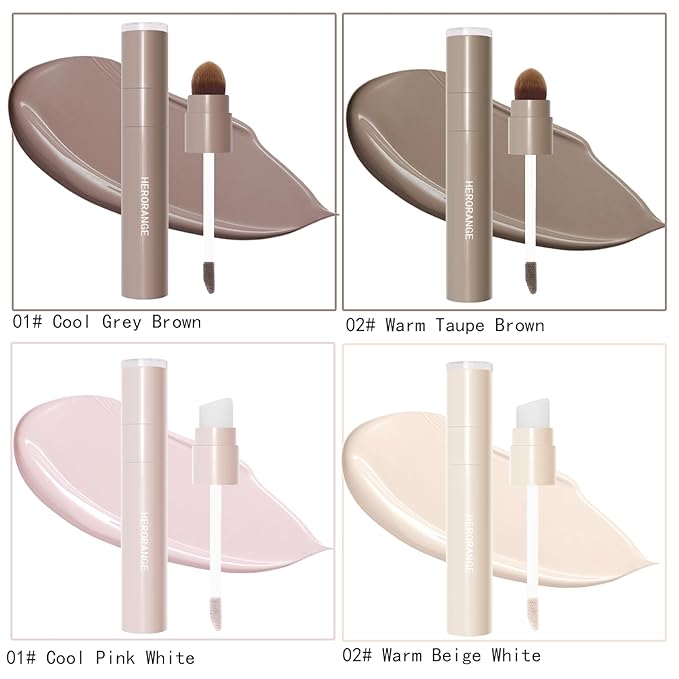 2Pcs Warm Toned Grey Liquid Contour & Highlighter Stick, Blendable Cold Matte Cream for Face Eye Highlight, Lightweight, Moisturizing and Long Lasting Cream Contour Illuminator Brightening Makeup
