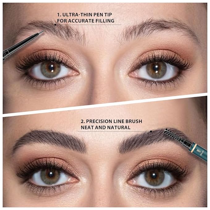 Fine Tip Eye Brow Pencils for Women, Ultra-Fine Mechanical Pencil with Eyebrow Brush,Draws Tiny Brow Hairs, 3 Pcs Waterproof Dual-Sided Defines, Fills Brows, Shapes, Contours, Combs-Smoky brown