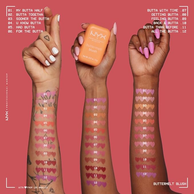 NYX PROFESSIONAL MAKEUP Buttermelt Powder Blush, Fade and Transfer-Resistant Blush, Up to 12HR Make Up Wear, Vegan Formula - Back And Butta