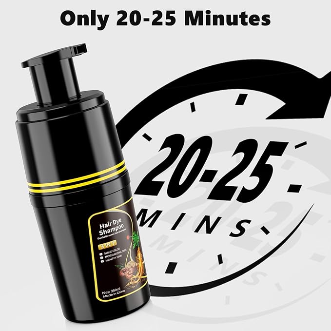 Dark Brown Hair Dye Shampoo 3 in 1, Herbal Ingredients Hair Color Shampoo for Cover Grey Hair, Hair Dye for Men and Women
