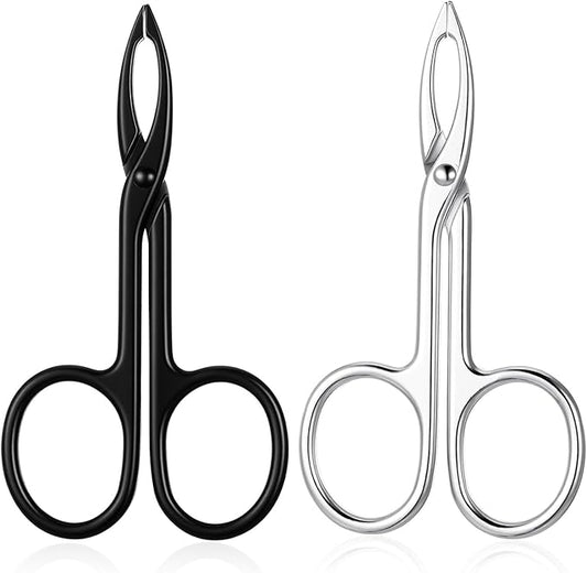 2 PCS Scissor Tweezers with Handles, Scissor Tweezers for Eyebrows, Metal Straight Tip with Scissors Handle Eyebrow Plucker Tweezer for Remover Facial Hair and Eyebrow Care(Silver, Black)