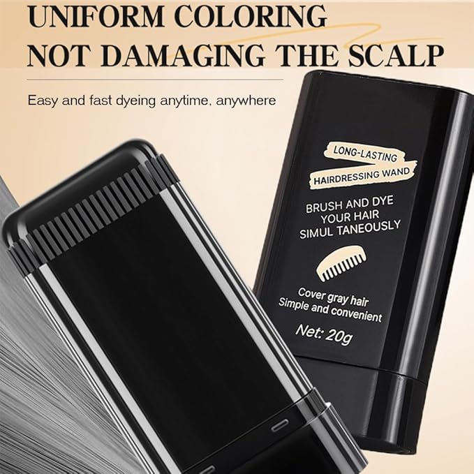 2Pack Root-Touch-Up Hair Color Stick with Built -in Comb – Instant Waterproof Brown Dye for Gray Coverage, Sweat-Proof Long-Lasting, Travel-Friendly Dye Pen for Women & Men (02#Brownish Black)