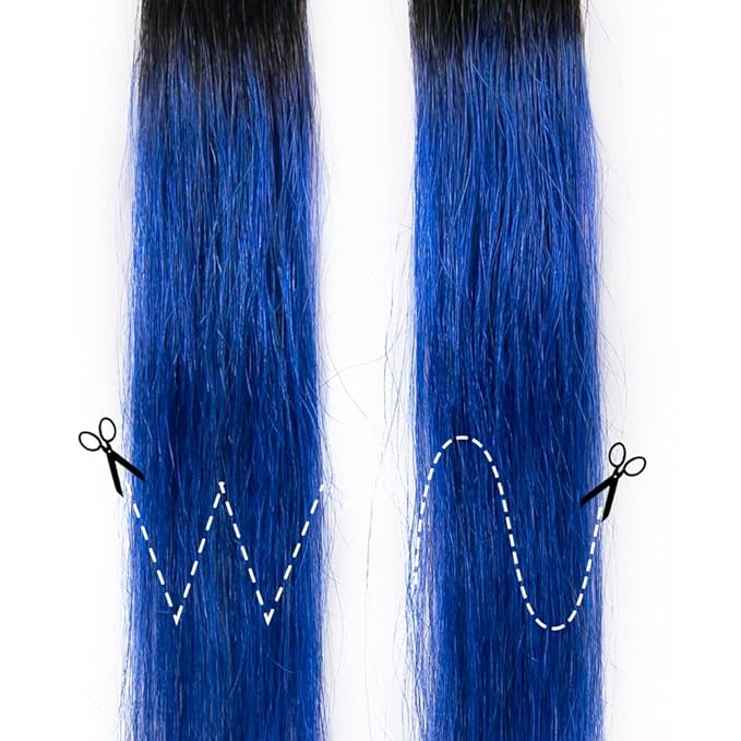Winsky Blue Ombre Clip in Colored Hair Extensions 100% Real Human Hair - Hairpiece for Women Clip on 5 Pieces/set (18 Inch,1B-Blue)