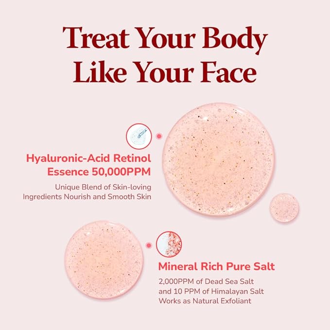 HIMALAYA PINKSALT Daily Scrub Body Wash Love Edition Gift Set – Exfoliating Body Scrub with Himalayan Pink Salt, Hyaluronic Acid & Retinol, Moisturizing Shower Gel, Christmas Gift, 14.4oz x2