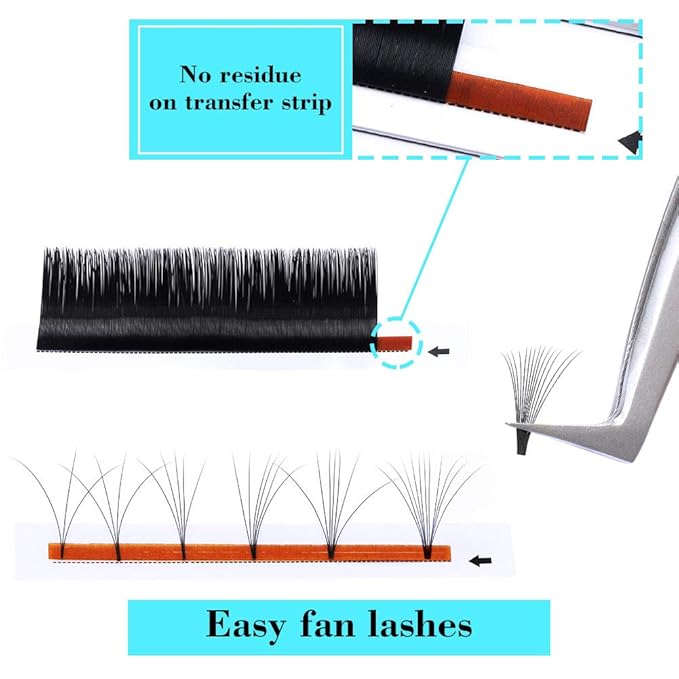 Eyelash Extension Supplies Easy Fanning Lashes 0.07 DD Curl 16-22mm Mixed Tray Matte Black FADLASH Self Fanning Volume Lash Extensions (0.07-DD, 16-22mm Mix)