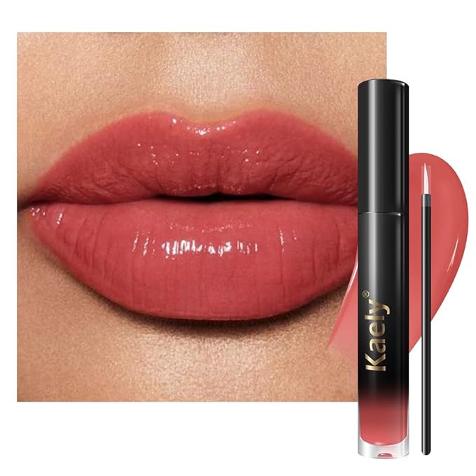 Kaely Longwear Shine Lipstick for Women, Highly Pigmented Liquid Lip Color Makeup, Non-Transfer Lip Gloss Stain Waterproof Smudge Proof 24 Hour, Glossy Finish, Vegan & Cruelty-free, 20 HONEY SHINE