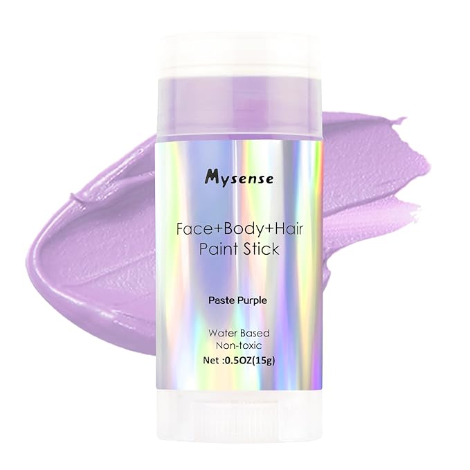 Mysense Pastel Purple Face Body Hair Paint Stick,Water Based Washable Temporary Hair Color,Non-toxic Cream Body Paint for Adults and Children Halloween Costume Ursula Cosplay Makeup,0.5oz