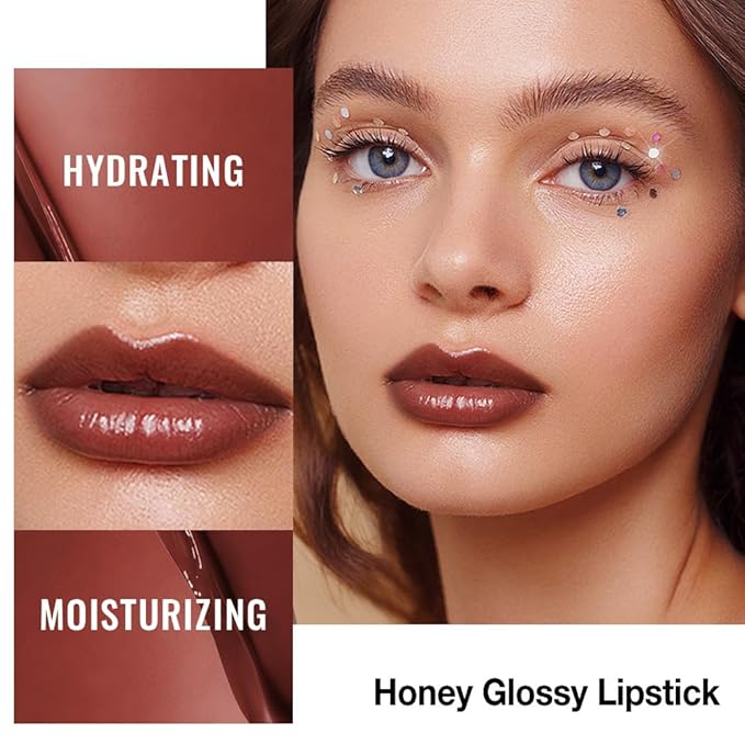 Honey Lipstick Tinted Lip Balm - Shine Moisturizing Lipstick for Women, Natural Nourishing Hydrating Lip Gloss Stain for Dry Lips, Tint Sheer Lightweight Makeup, Vegan - 1Pc #00