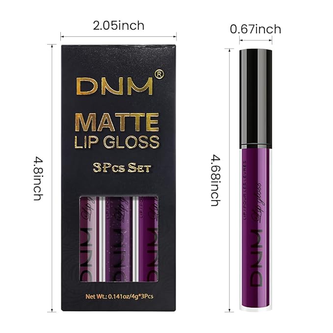 AMY'S DIARY 3Pcs Bright Red Matte Liquid Lipstick Sets, Lip Stain Long Lasting 24 Waterproof Lip Gloss Gift Set Matt Makeup for Women Lippies(Set28#)