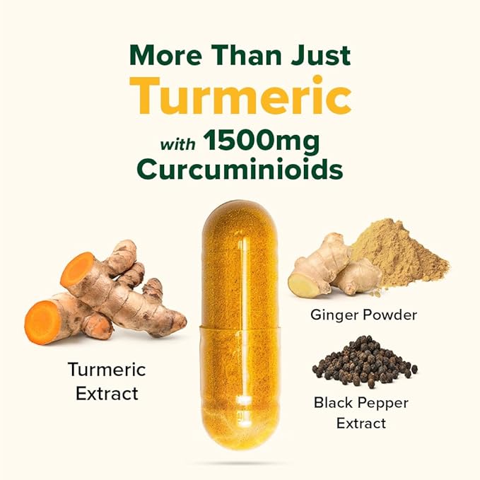 VAHDAM Extra Strength Turmeric Ginger Supplement with 1500mg Curcuminoids per Serving | Added Piperine for Better Absorption | Supports Joint Health and Mobility | 90 Veg Capsules