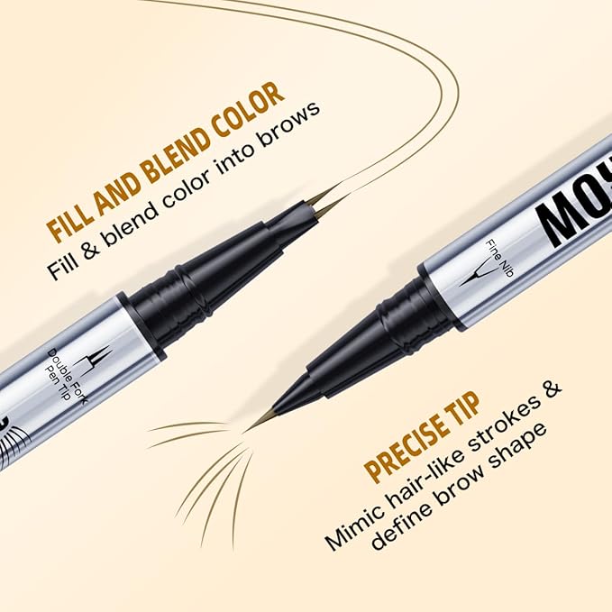 Microblading Eyebrow Pen, 2 Tip Precise Microblade Eyebrow Pencil That Looks Like Hair, Waterproof Natural Eye Brow Pencils for Women, Non Dry Out and Last All Day (Black)