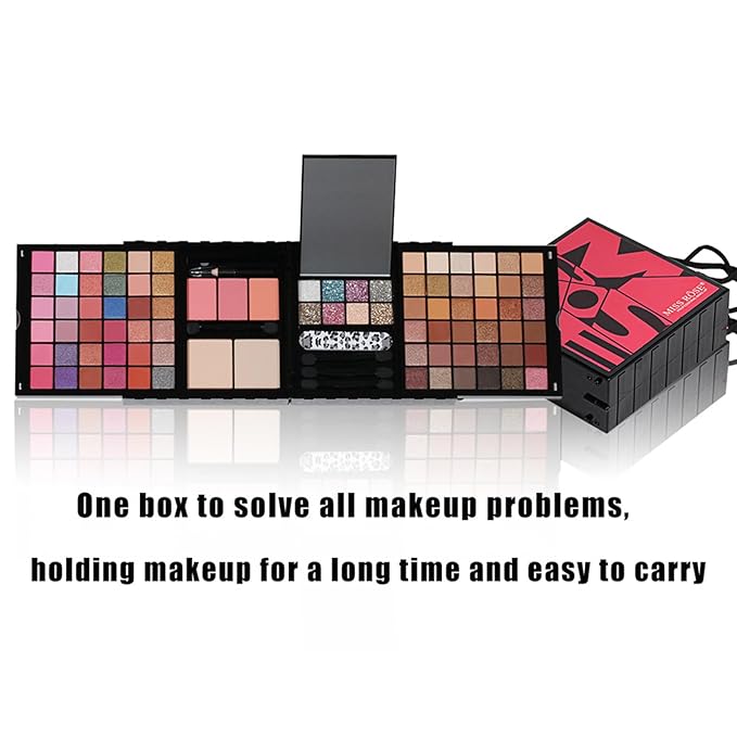 FantasyDay Makeup Sets, Multifunction Makeup Palettes with Mirror, 72 Color Eyeshadows/Compact Powder/Sequins/Bronzing Powder/Highlighter/Lip Color, Makeup kit for Women Full Kit - #D