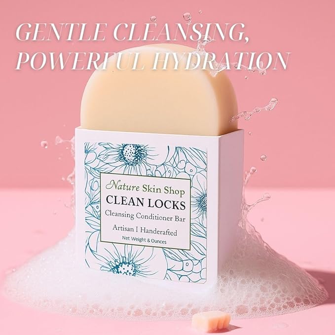 Nature Skin Shop Co-Wash Cleansing Conditioner Bar, 3-in-1 Soap-Free Formula for Dry, Curly & Wavy Hair, Tames Frizz & Deeply Hydrates, Sulfate-Free, Zero-Waste