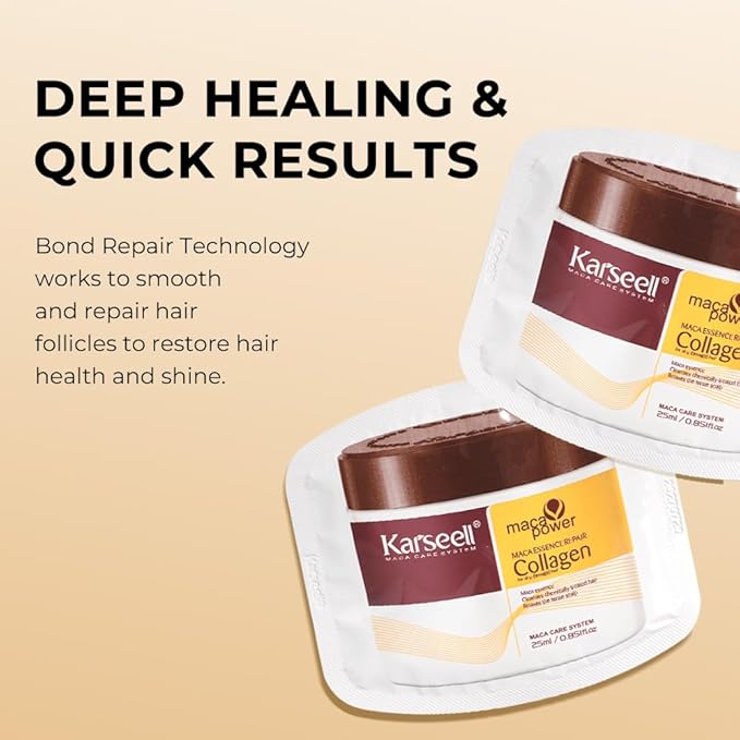 Karseell Collagen Hair Treatment Deep Repair Conditioning Argan Oil Collagen Hair Mask Essence for Dry Damaged Hair All Hair Types 25ml/ 0.34oz（24 packs