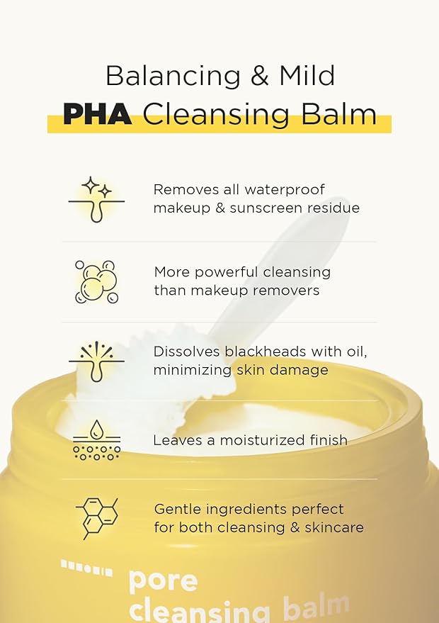 Hanskin PHA Pore Cleansing Balm, Gentle Blackhead Cleanser and Makeup Remover Balm for Sensitive Skin [PHA/2.82 oz]