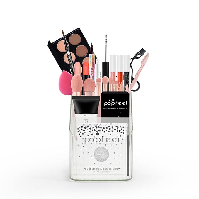 Makeup Set, Cosmetic Make Up Starter Kit with Portable Travel Concealer Palette Lipstick Lip Gloss Eyeliner Mascara Eyeshadow Primer Eyebrow Pencil Eyelash Curler Makeup Brushes for Women