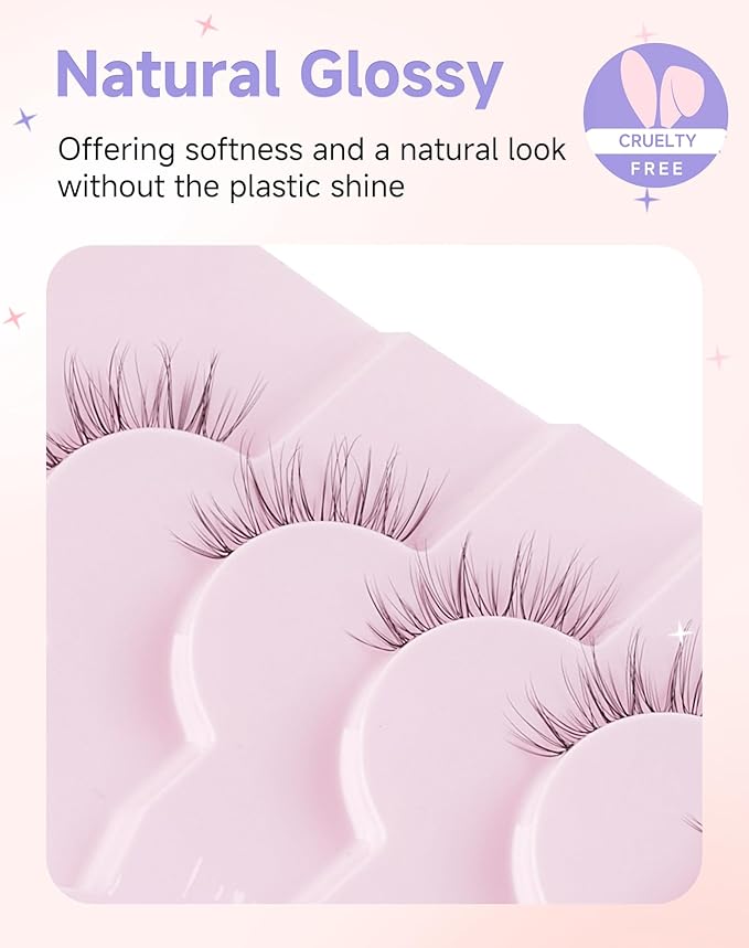 Half Lashes Natural Corner Eyelashes Wispy Natural Look Clear Band 3/4 Lashes Half-01
