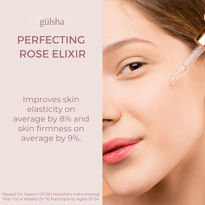GULSHA PERFECTING ROSE ELIXIR, Rosa Damascena Essential Oil for Face, Nourishes and Revitalizes the Dehydrated Skin, Increase the Skin Elasticity, Free from Chemicals, 20 ml (0.67 Fl Oz)